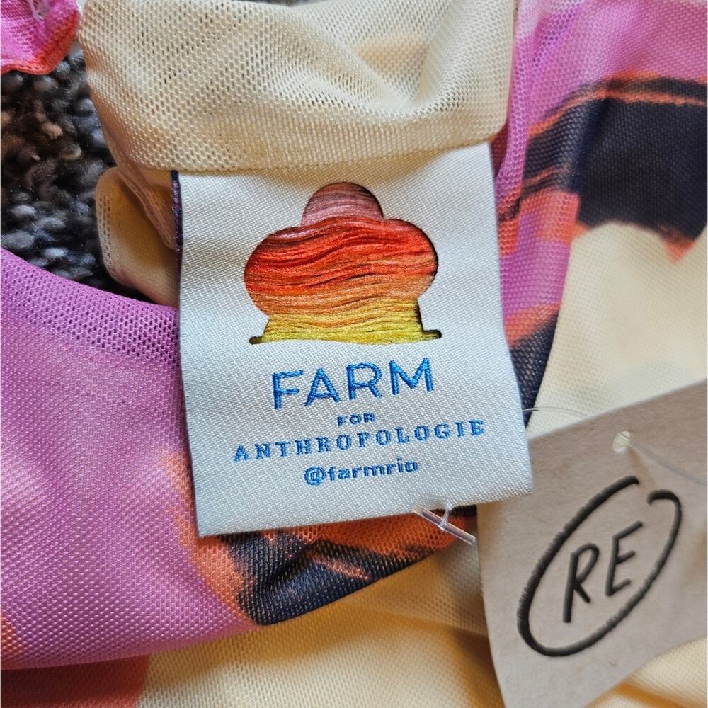 Farm Rio x Anthropologie Long Sleeve Mock-Neck Mesh Mini Dress Large Floral - Picture 8 of 11
